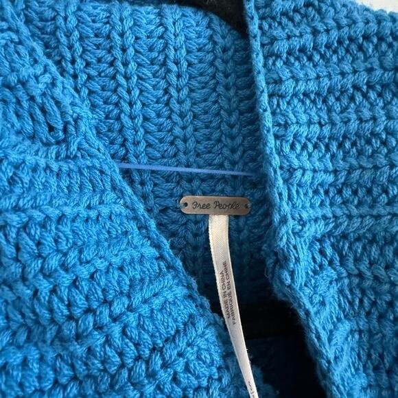 Free People Chunky Knit Blue Sweater Small - Picture 2 of 4